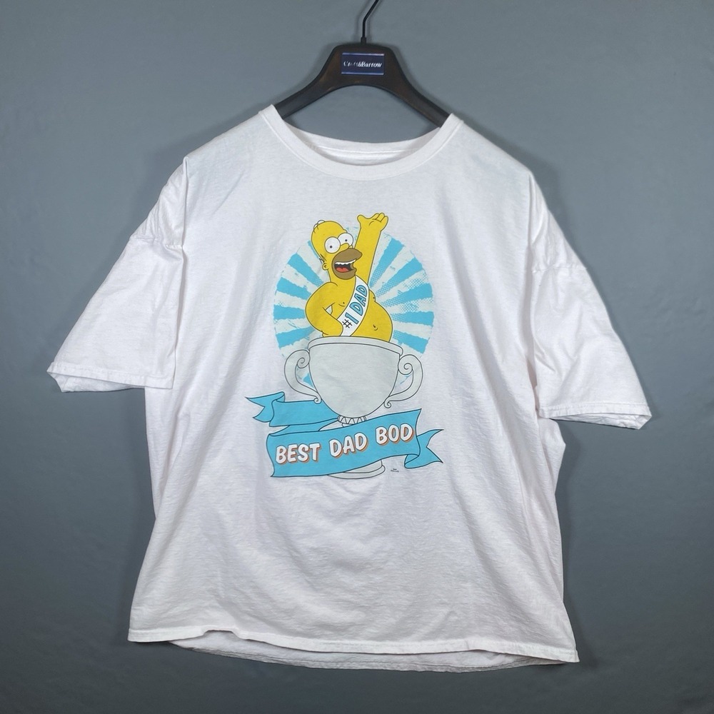 Homer Simpson Shirt Men 3XL White Best Dad Bod The Simpsons Short Sleeve Tee